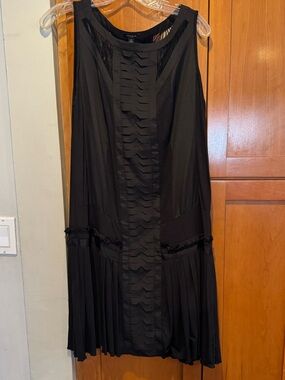 Ann Taylor Black Sleeveless Ruffled drop waist dress